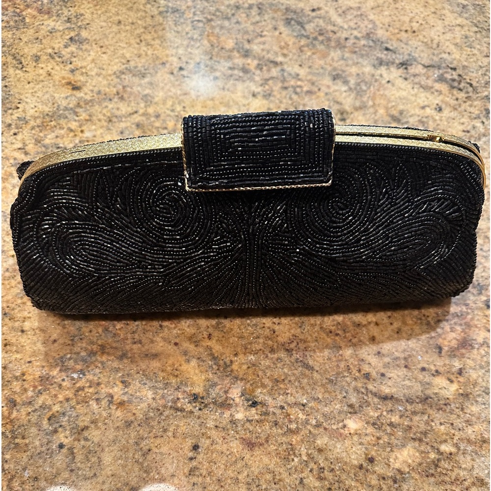 La Regale Vintage Black beaded bag